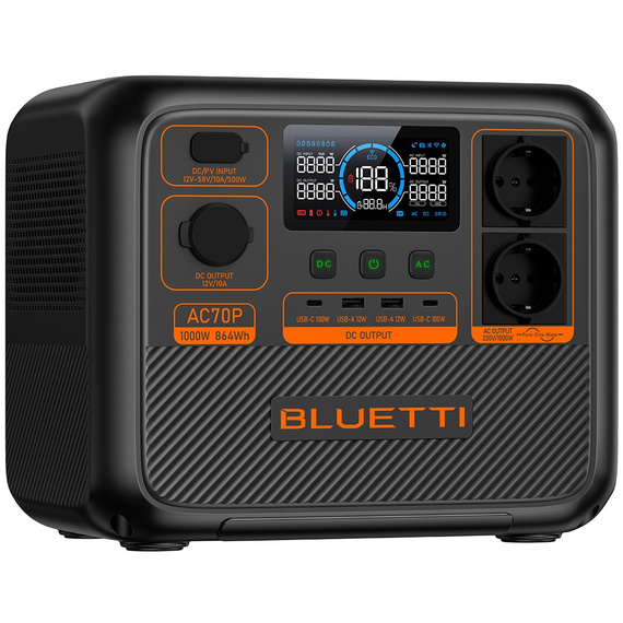 Зарядна станція Bluetti AC70P, 1000 Вт, 864 Вт*год (електростанція для дому)